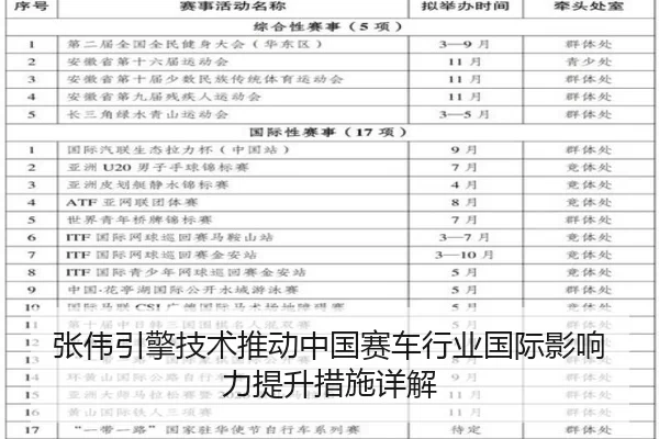 张伟引擎技术推动中国赛车行业国际影响力提升措施详解